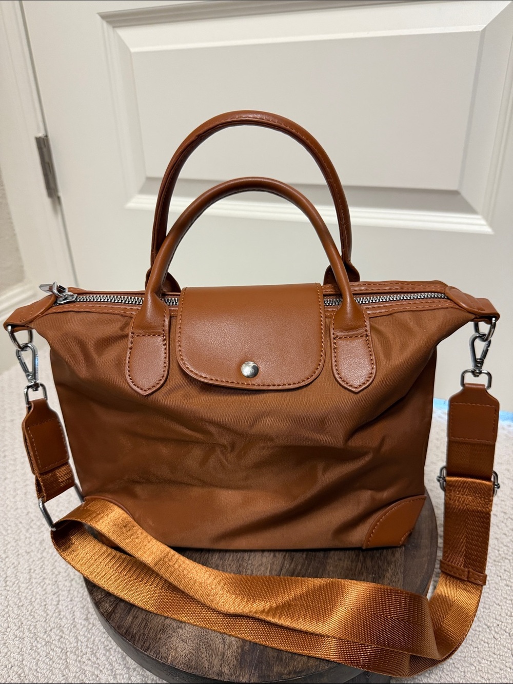 Montana West Brown Crossbody Bag with Tan Trim